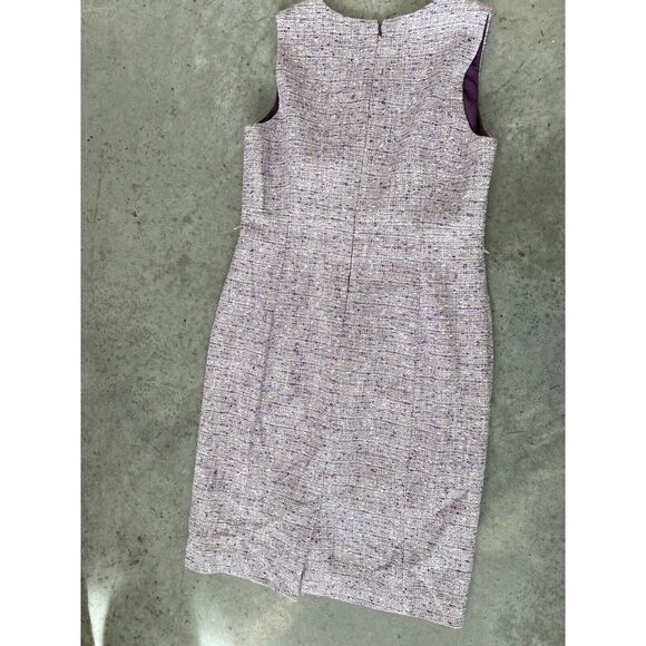 Classiques Entier Dress Tweed Purple White Ruffle Sheath Sleeveless Size 10 - Picture 11 of 11